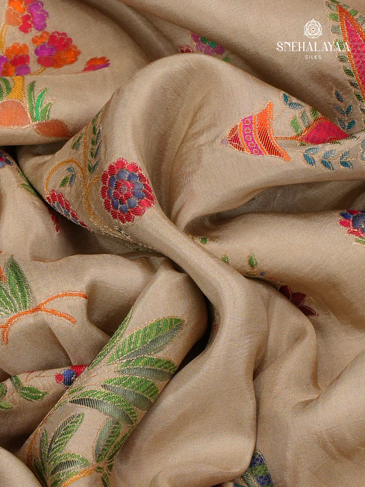 Beige Banaras Silk Saree