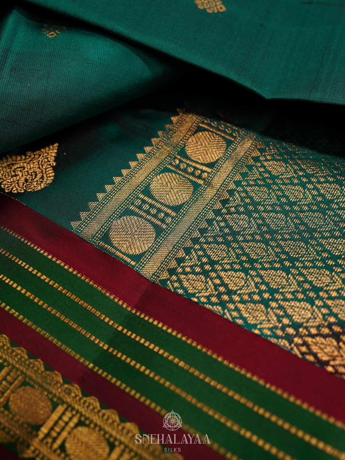 Forest Green Kanjivaram Silk Saree