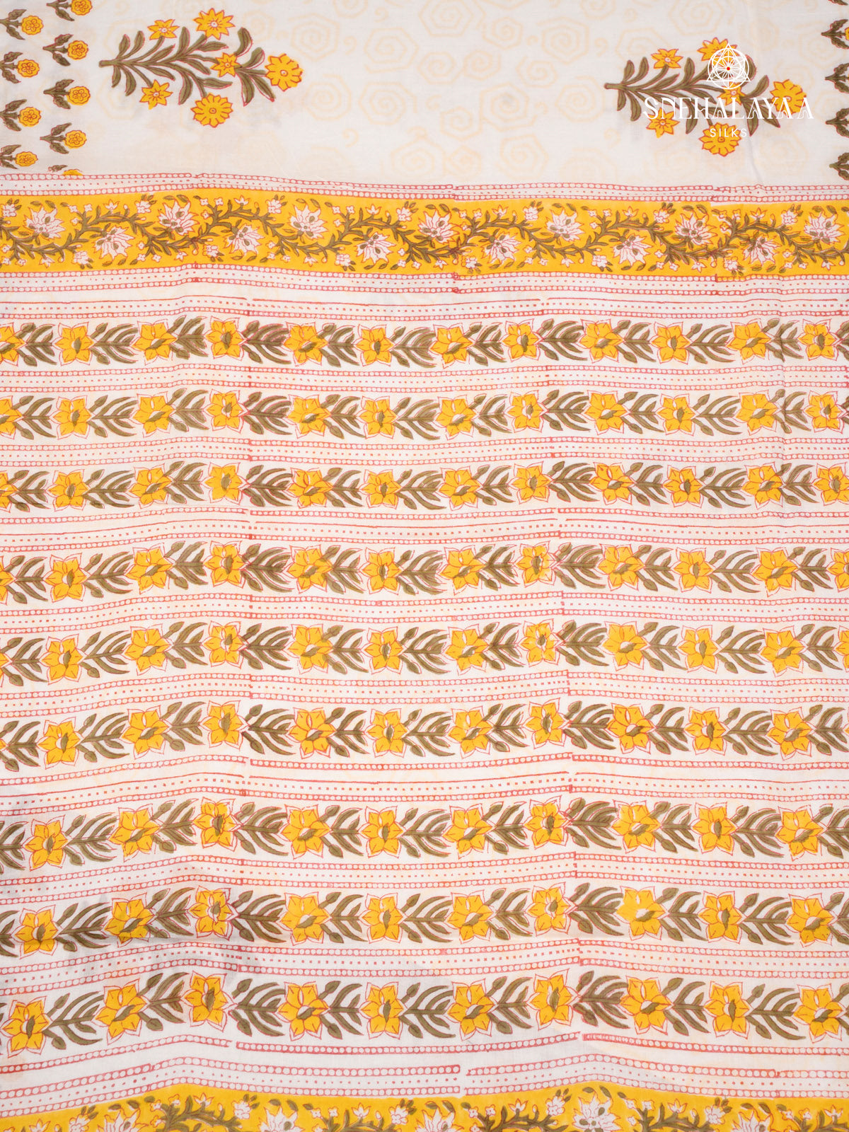 White Jaipur Cotton Saree