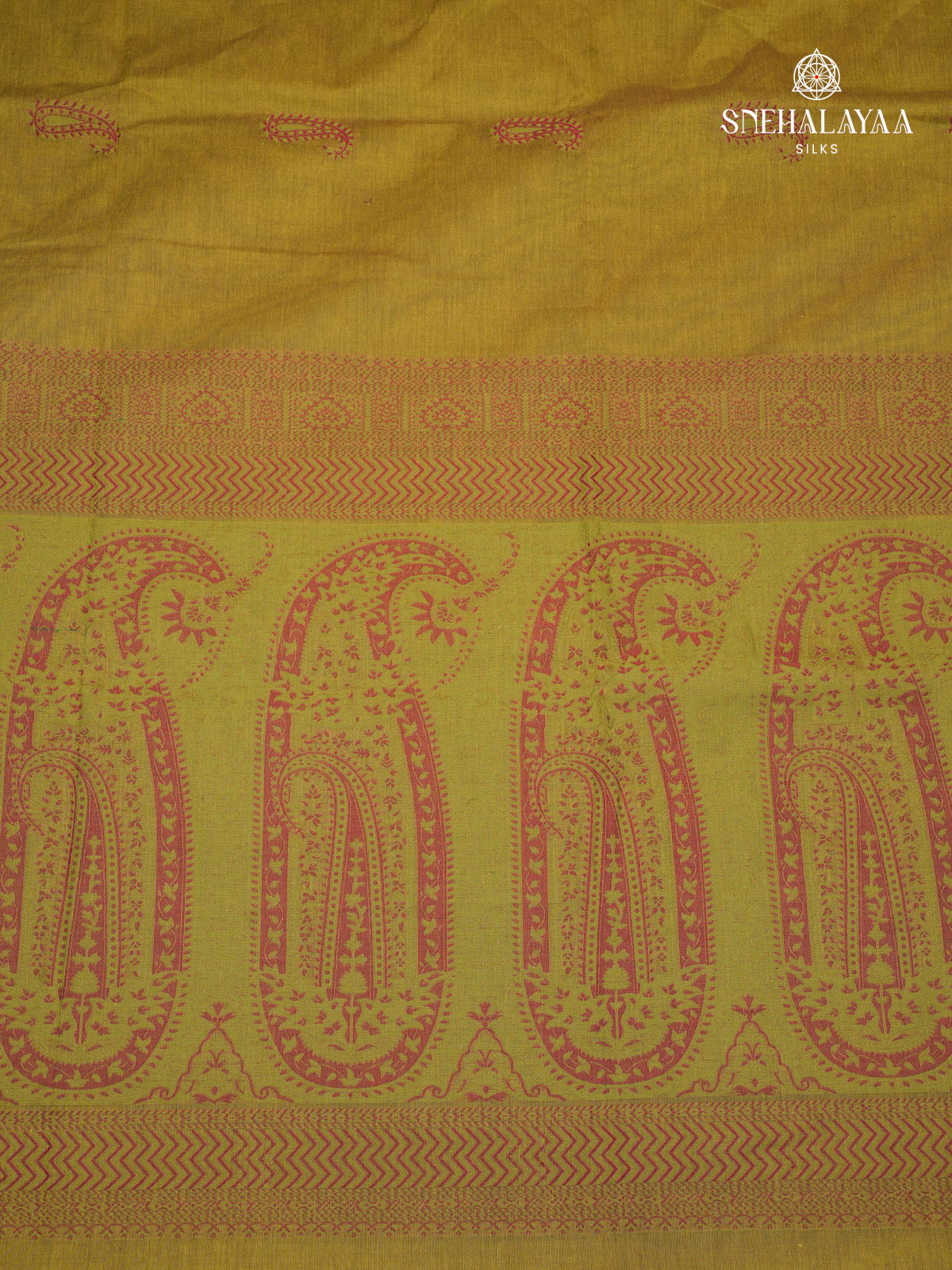 Olive Green Handloom Cotton Saree