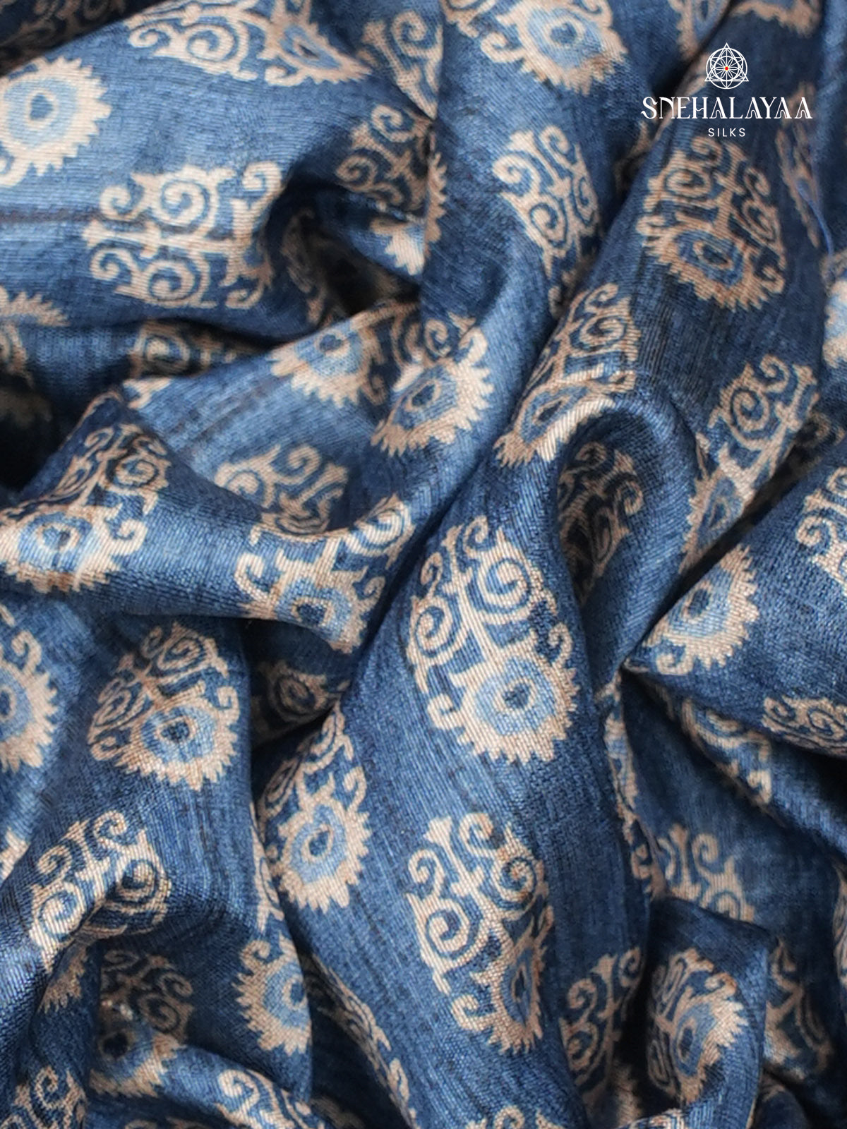 Blue Tussar Embroidery Saree