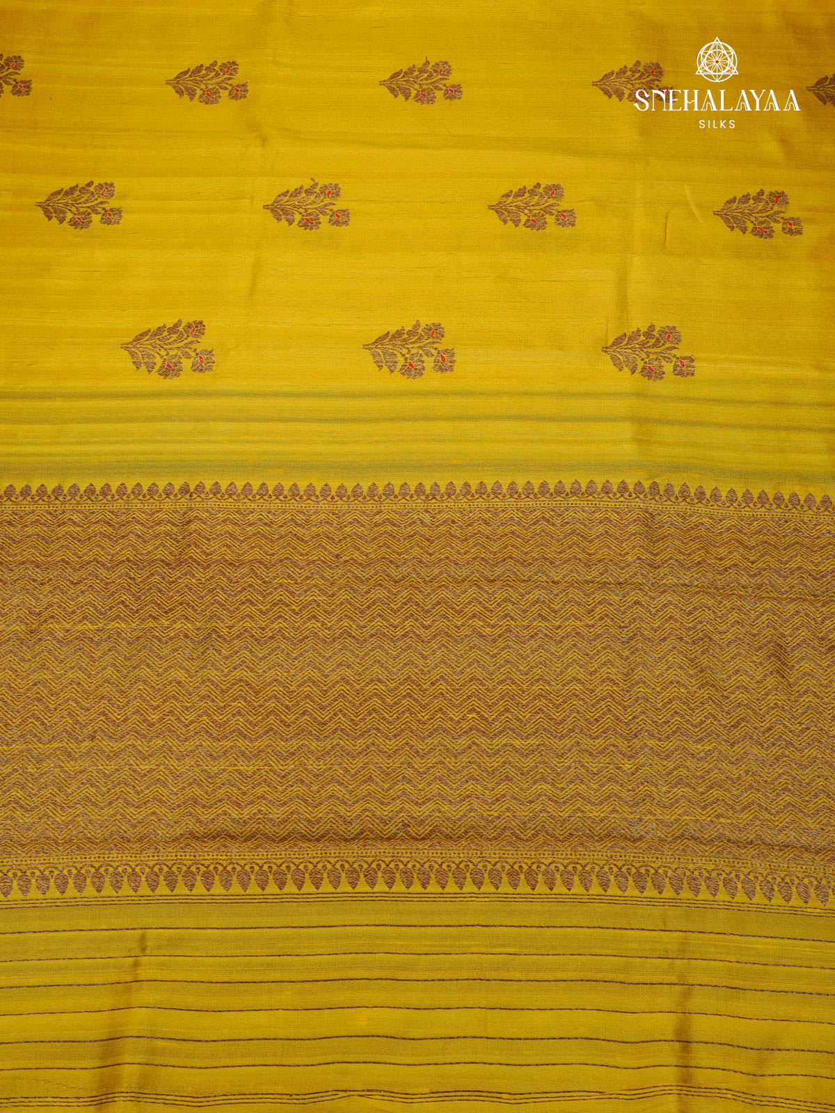 Lemon Yellow Banaras Raw Silk Saree
