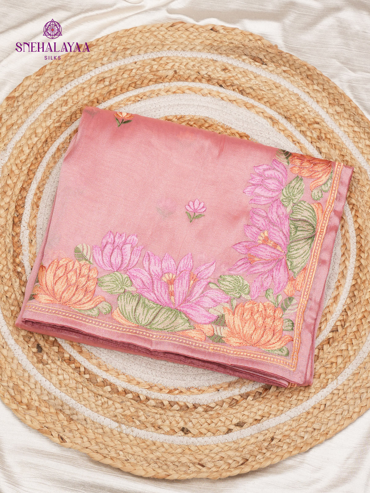 Pink Embroidery Designer Saree