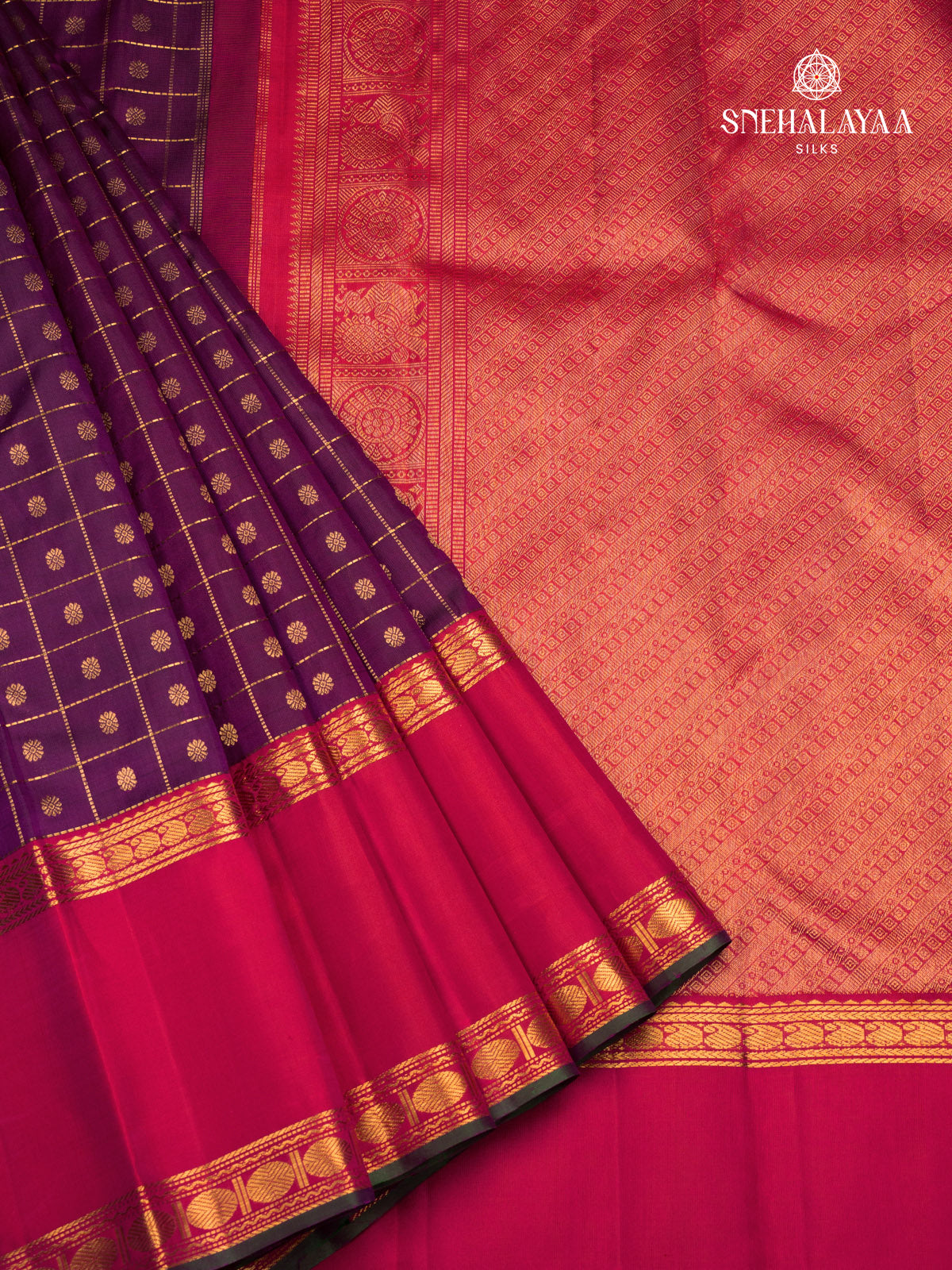 Burgundy Korvai Kanjivaram Silk Saree