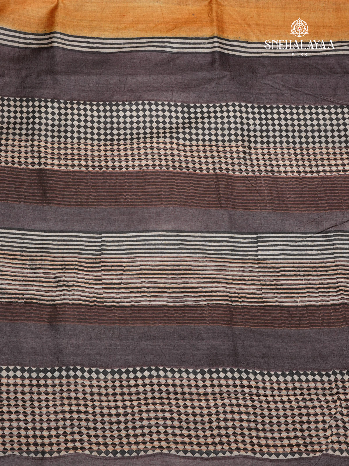 Mustard Yellow Tussar Silk Saree