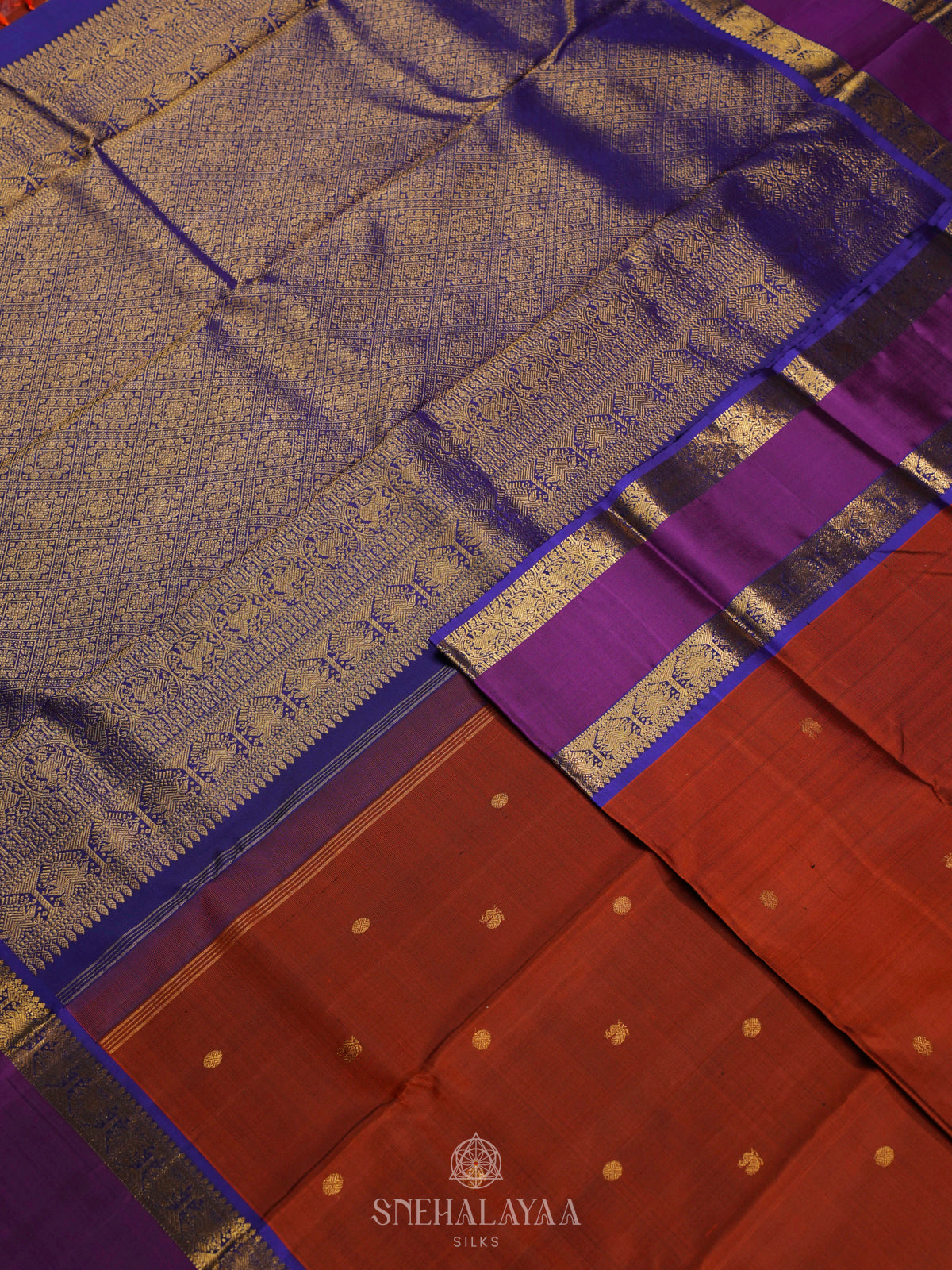 Rust Orange Kanjivaram Silk Saree