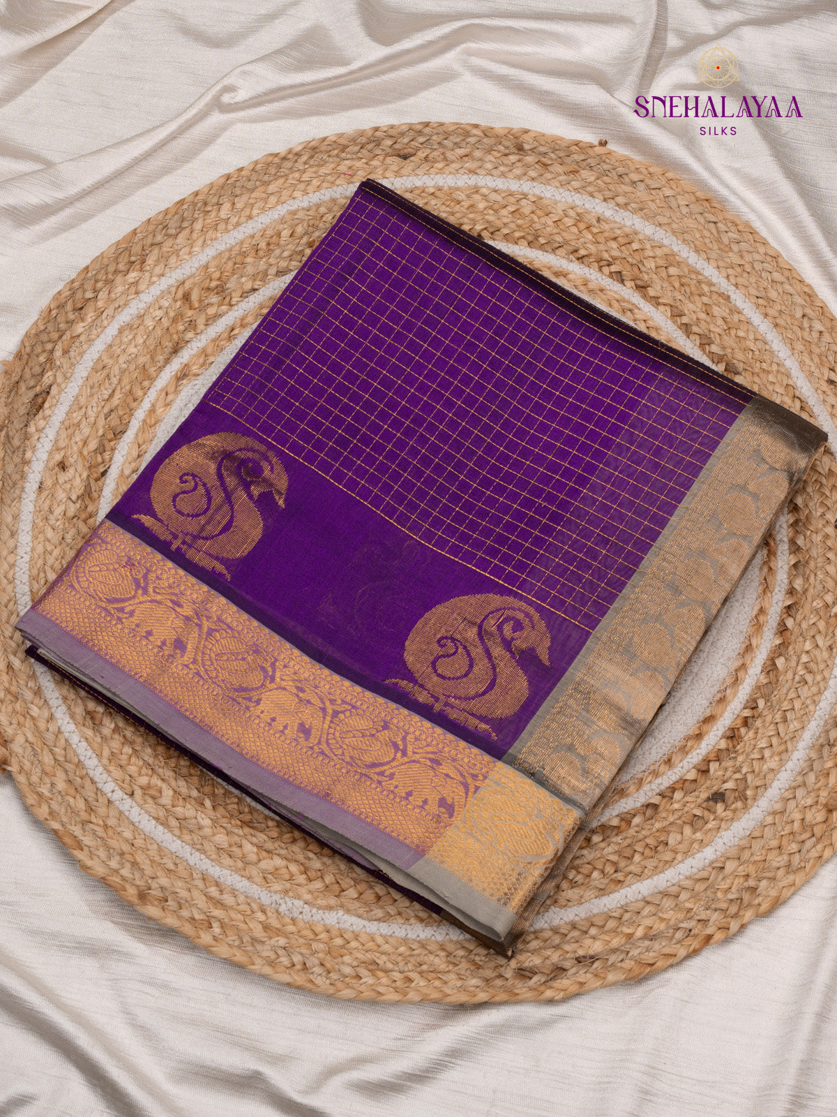Violet Kanchi Silk Cotton Saree