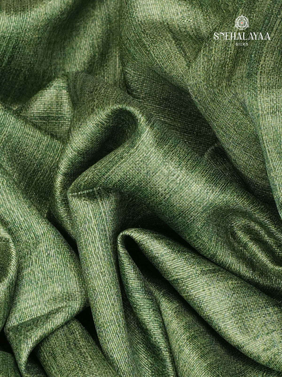 Green Floral Printed Tussar Saree