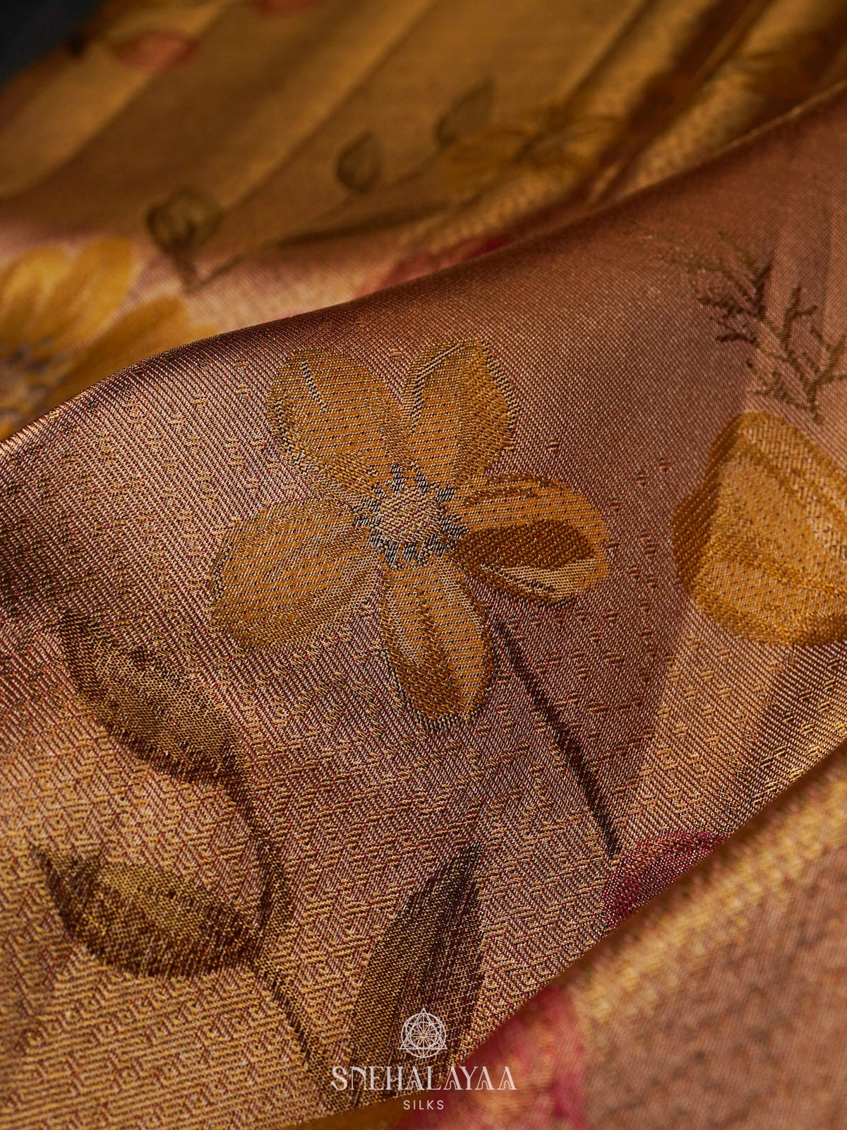 Golden Kanjivaram Silk Saree