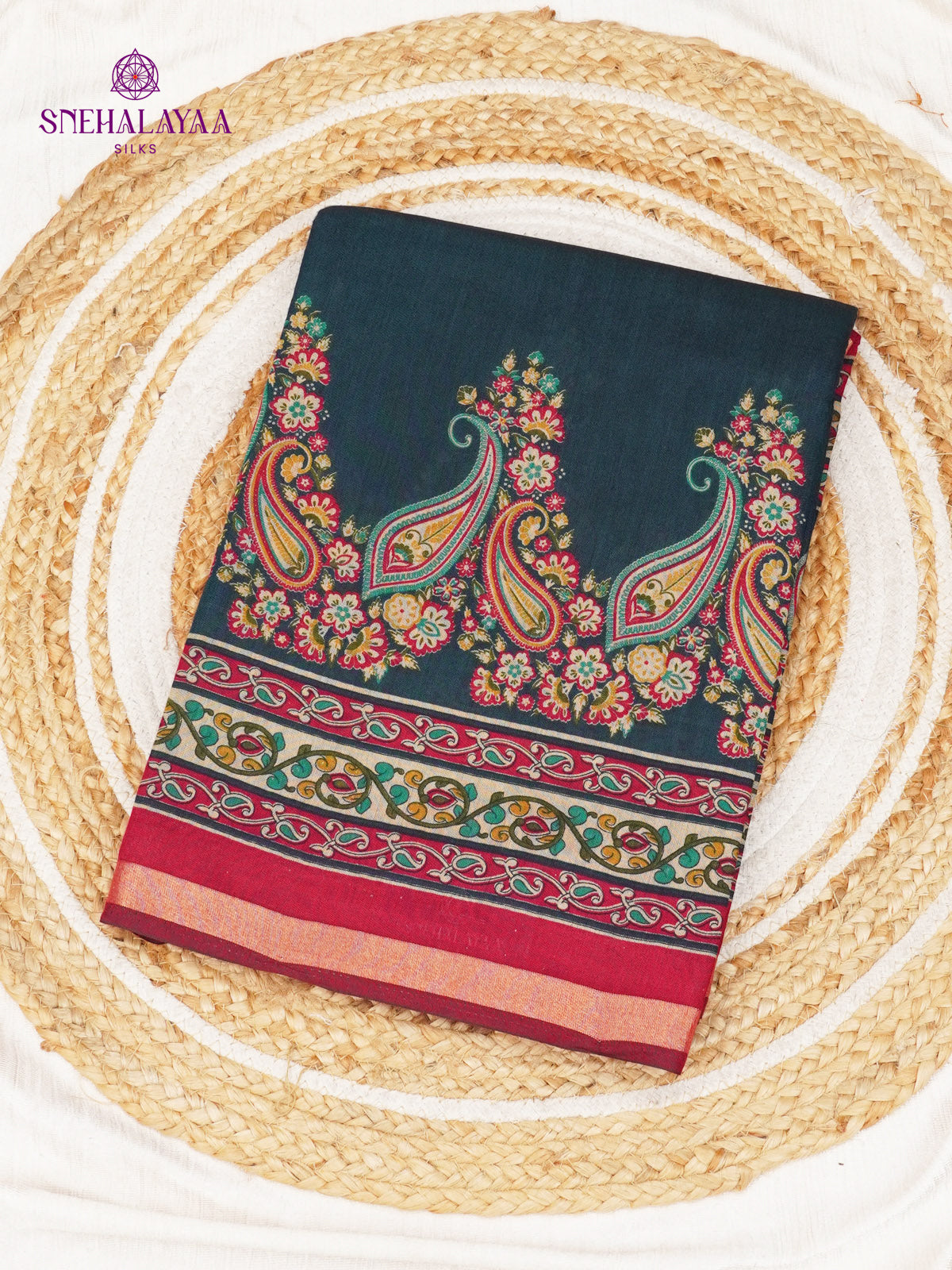 Peacock Blue Munga Tussar Saree