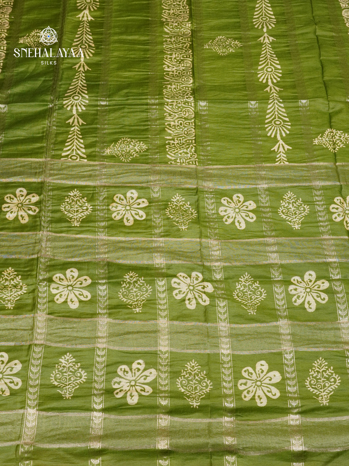 Olive Green Bamboo Silk Saree