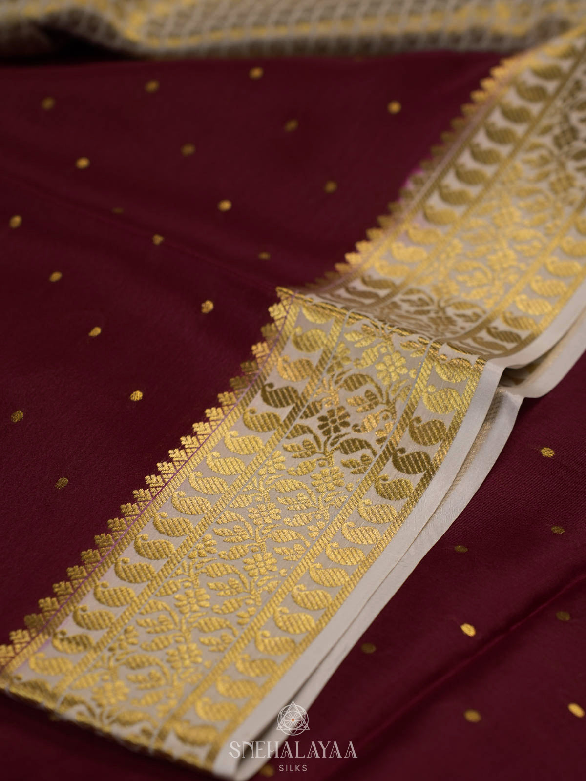 Wine Red Mysore Silk Saree