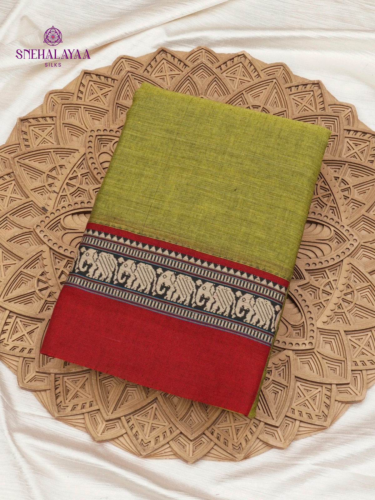 Pista Green Narayanpet Cotton Saree without Blouse