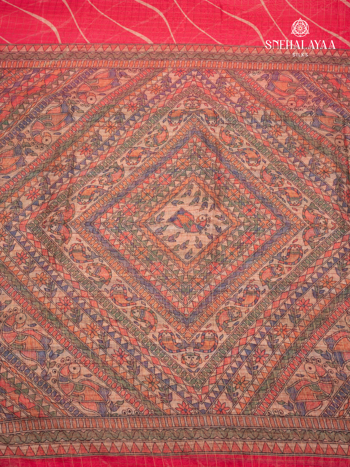 Pink Madhubani Saree