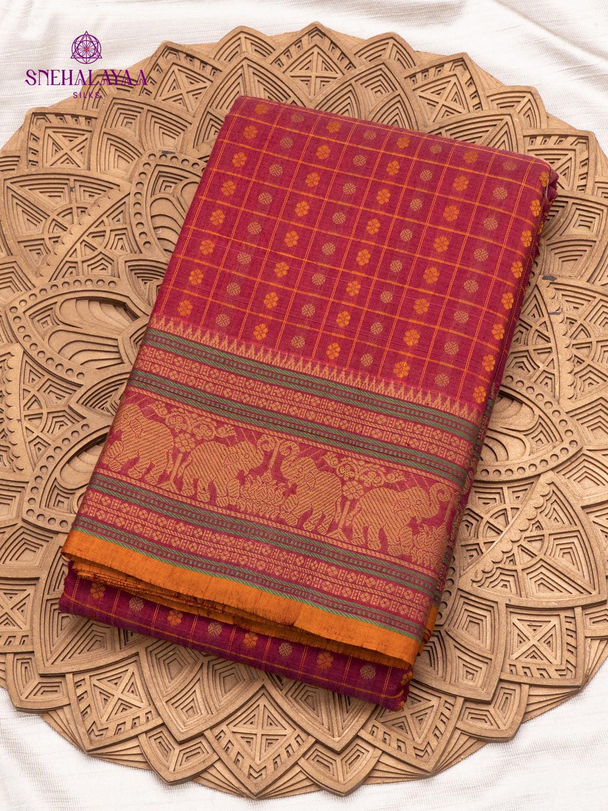 Maroon Pure Kanchi Cotton Saree