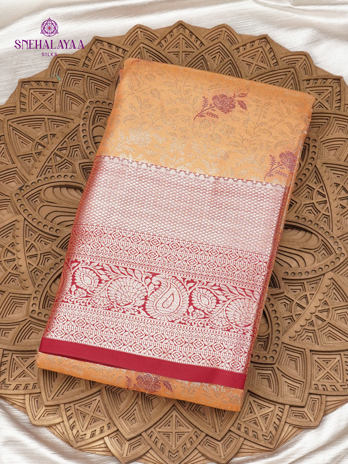 Burnt Orange Art Silk Saree