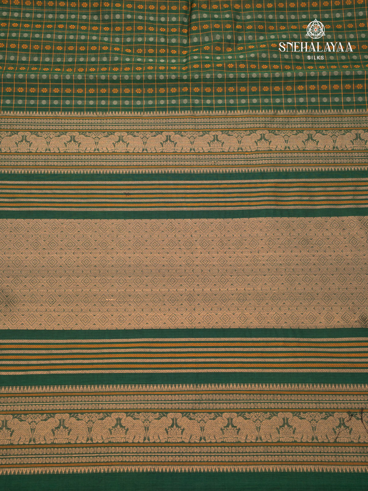 Bottle Green Pure Kanchi Cotton Saree