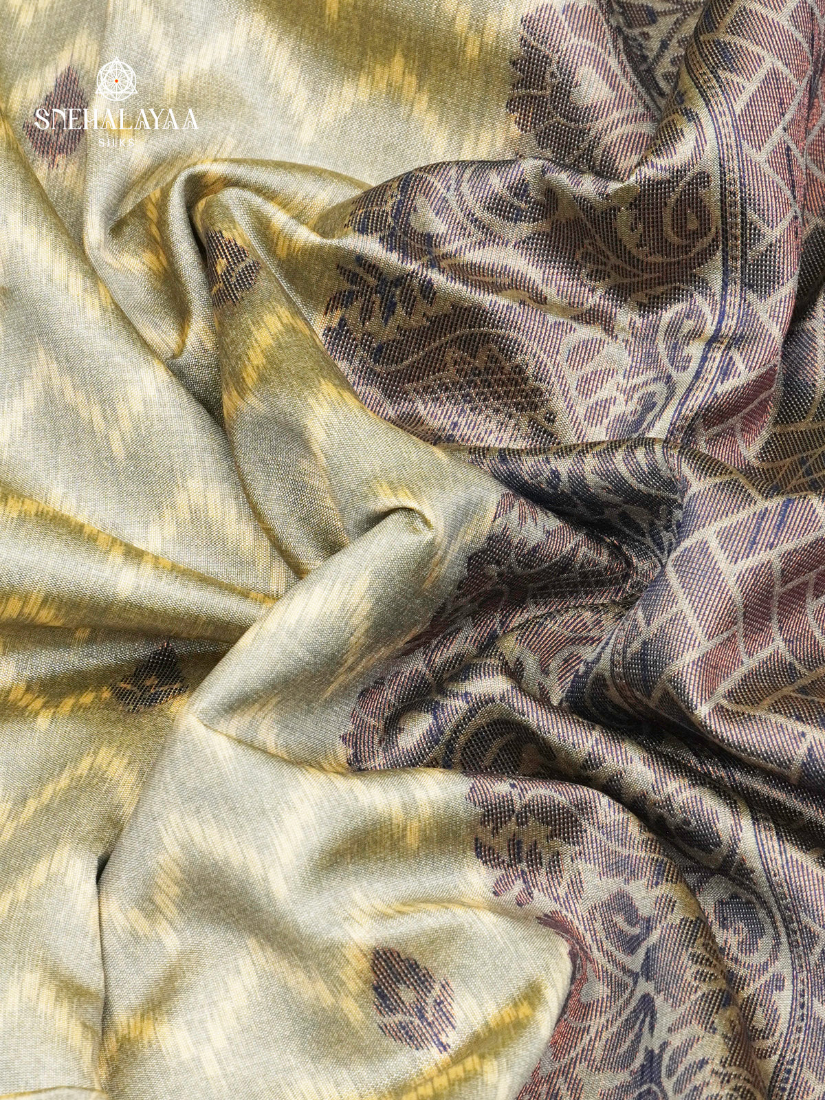 Light Olive Jute Silk Saree