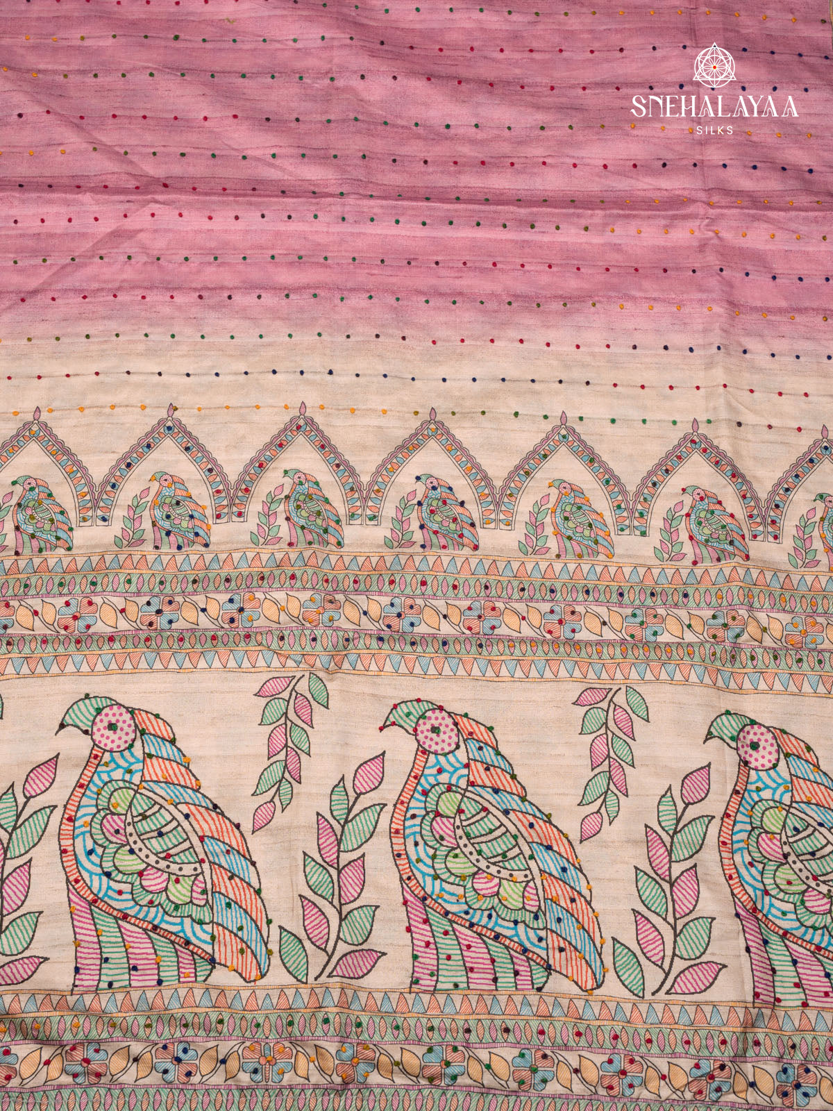 Pastel Pink Tussar Saree
