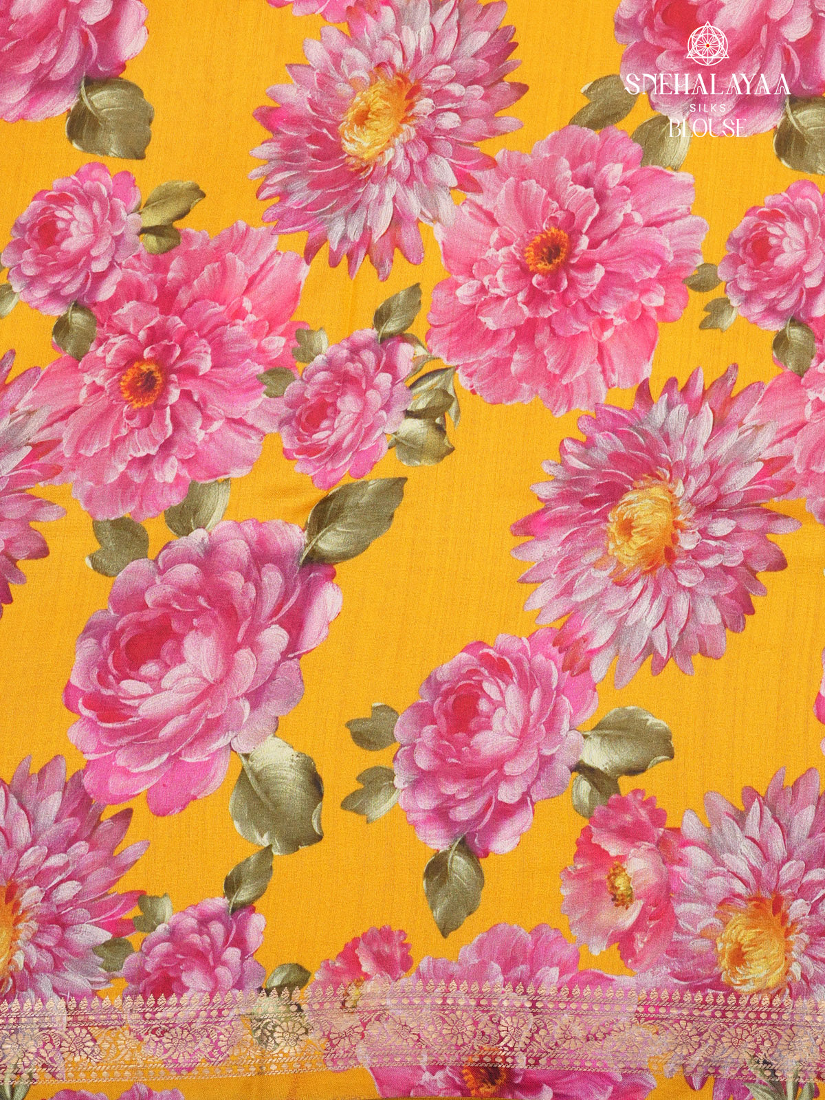 Yellow Chiniya Silk Saree