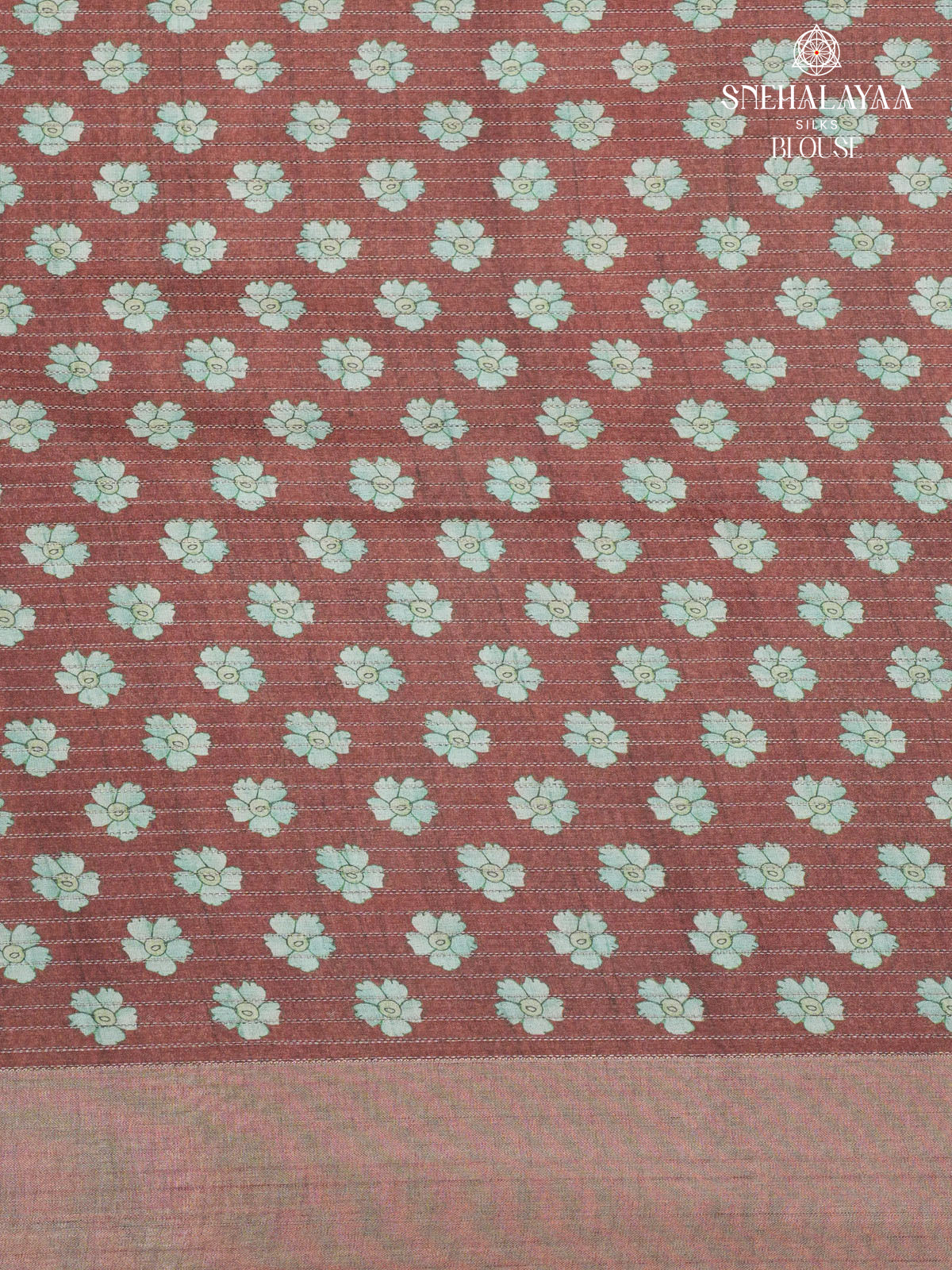 Maroon Floral Printed Tussar Saree