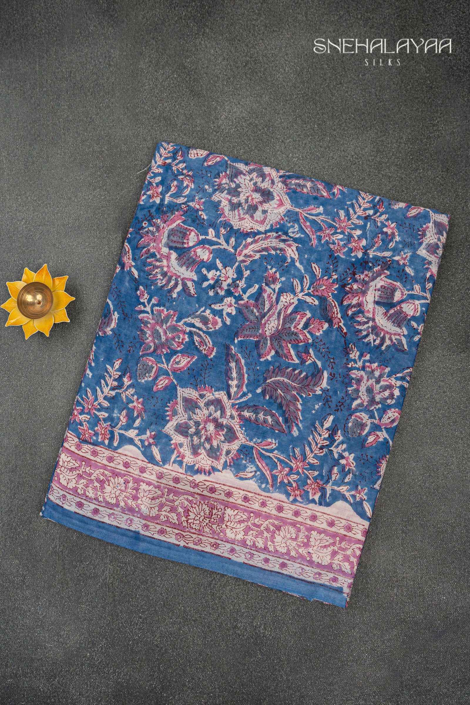 Blue Jaipur Cotton Saree