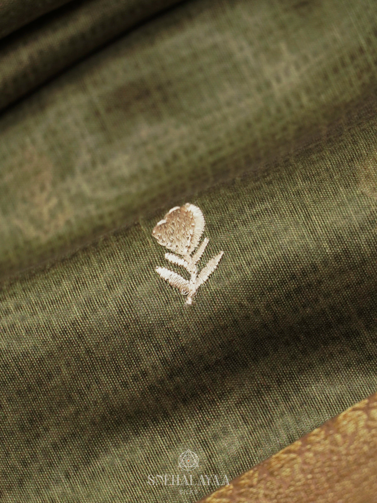 Olive Green Munga Tussar Saree