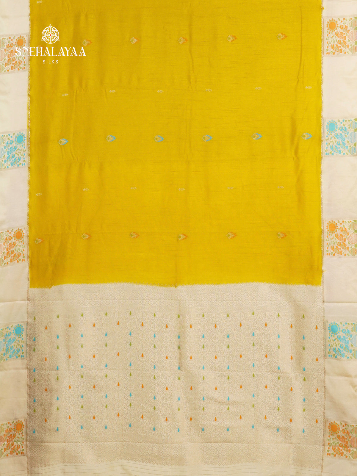 Mango Yellow Banaras Dola Silk Saree
