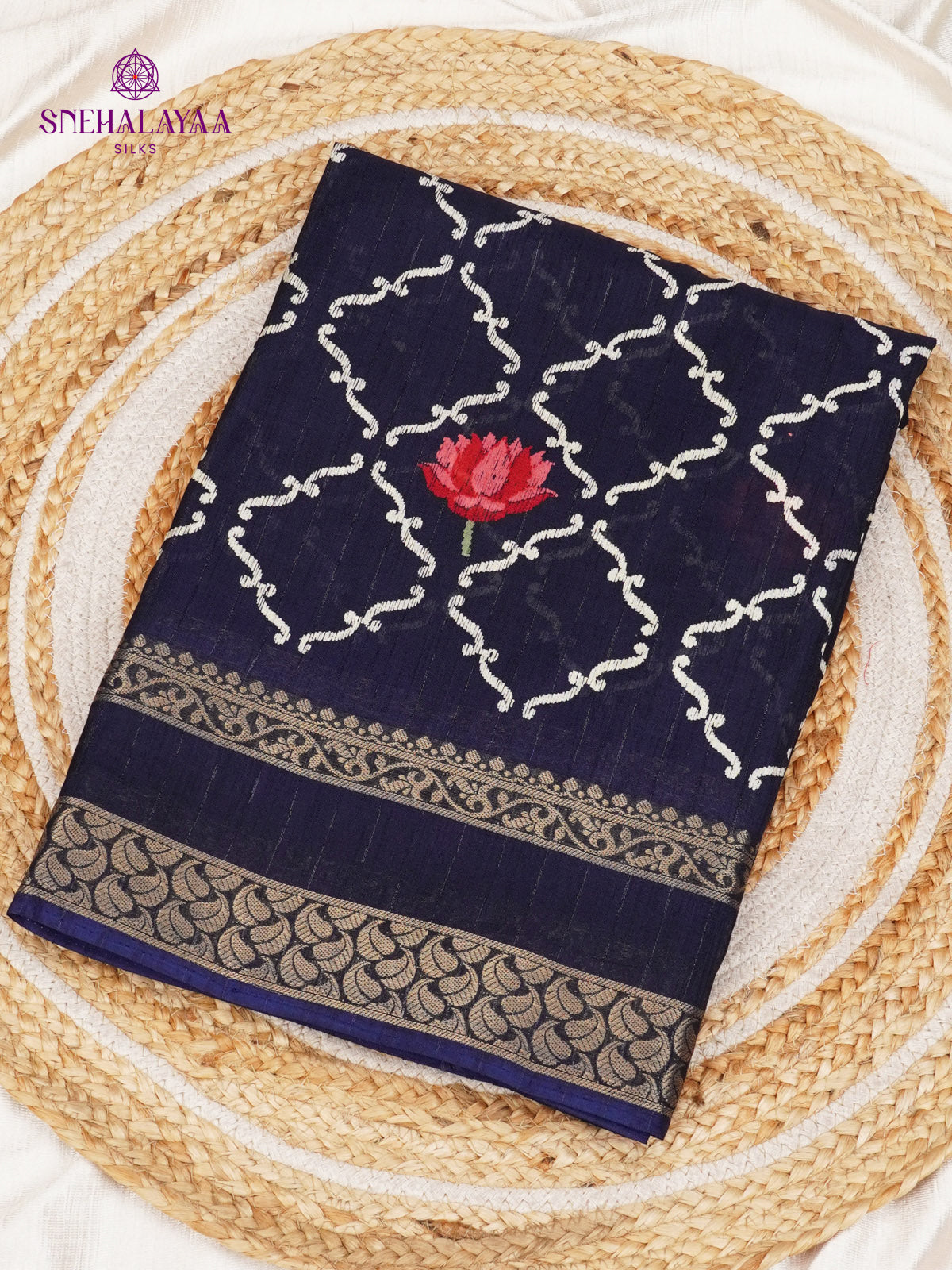Navy Blue Dola Silk Saree