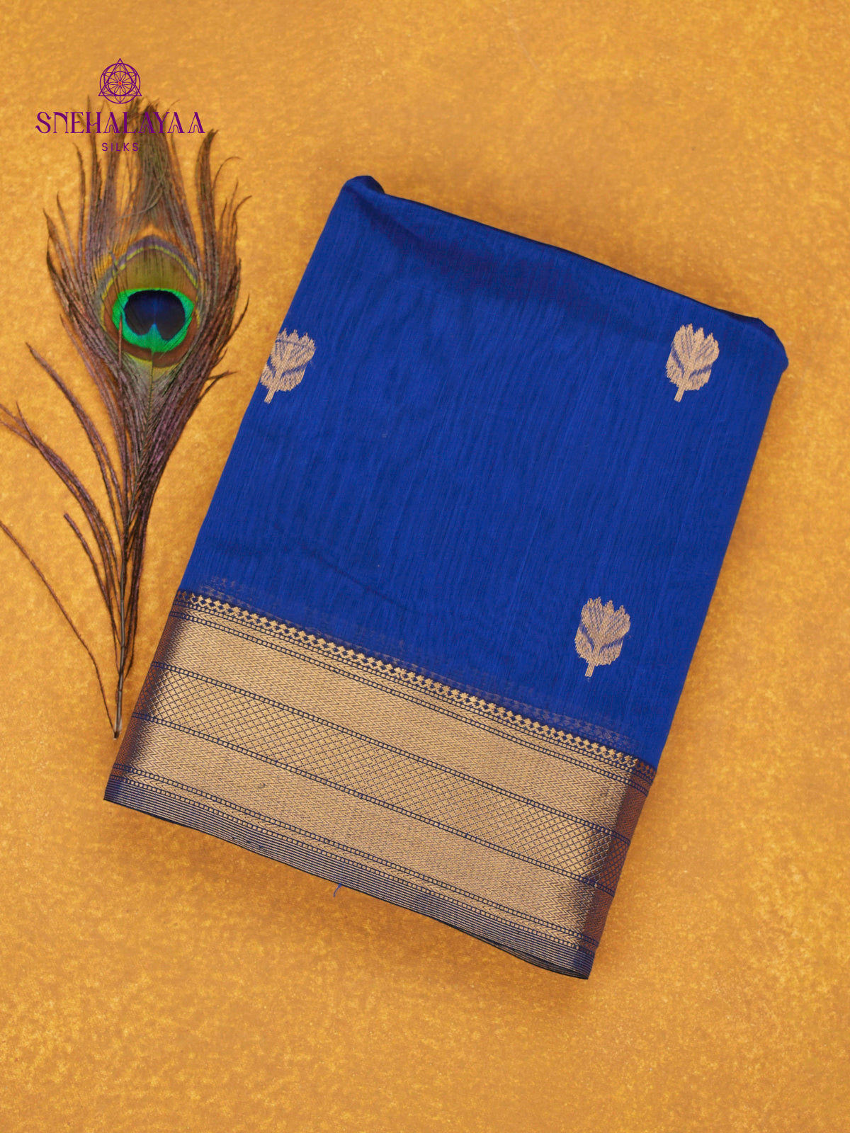 Royal Blue Maheshwari Silk Cotton Saree