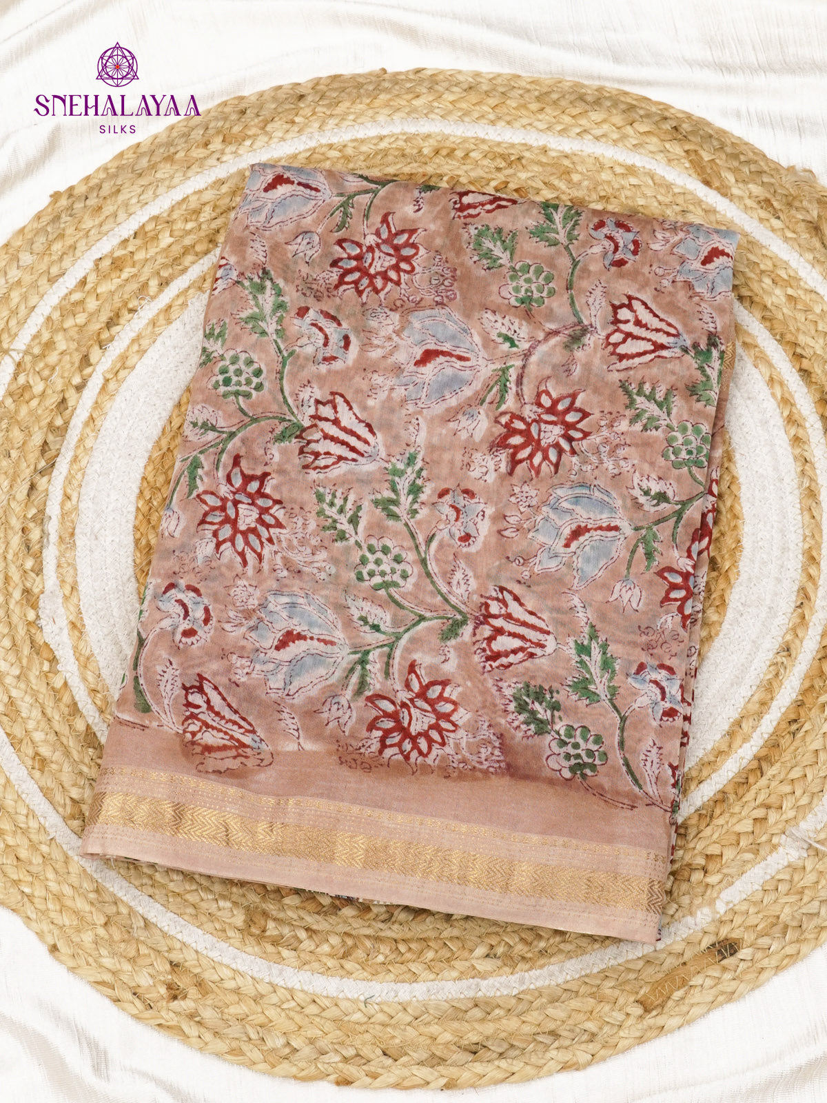 Peach Chanderi Saree