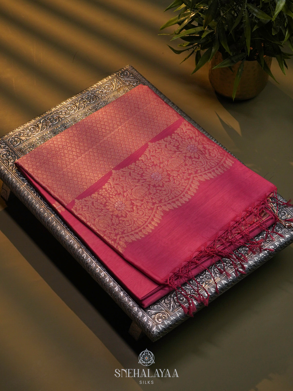 Pink Kora Silk Cotton Saree
