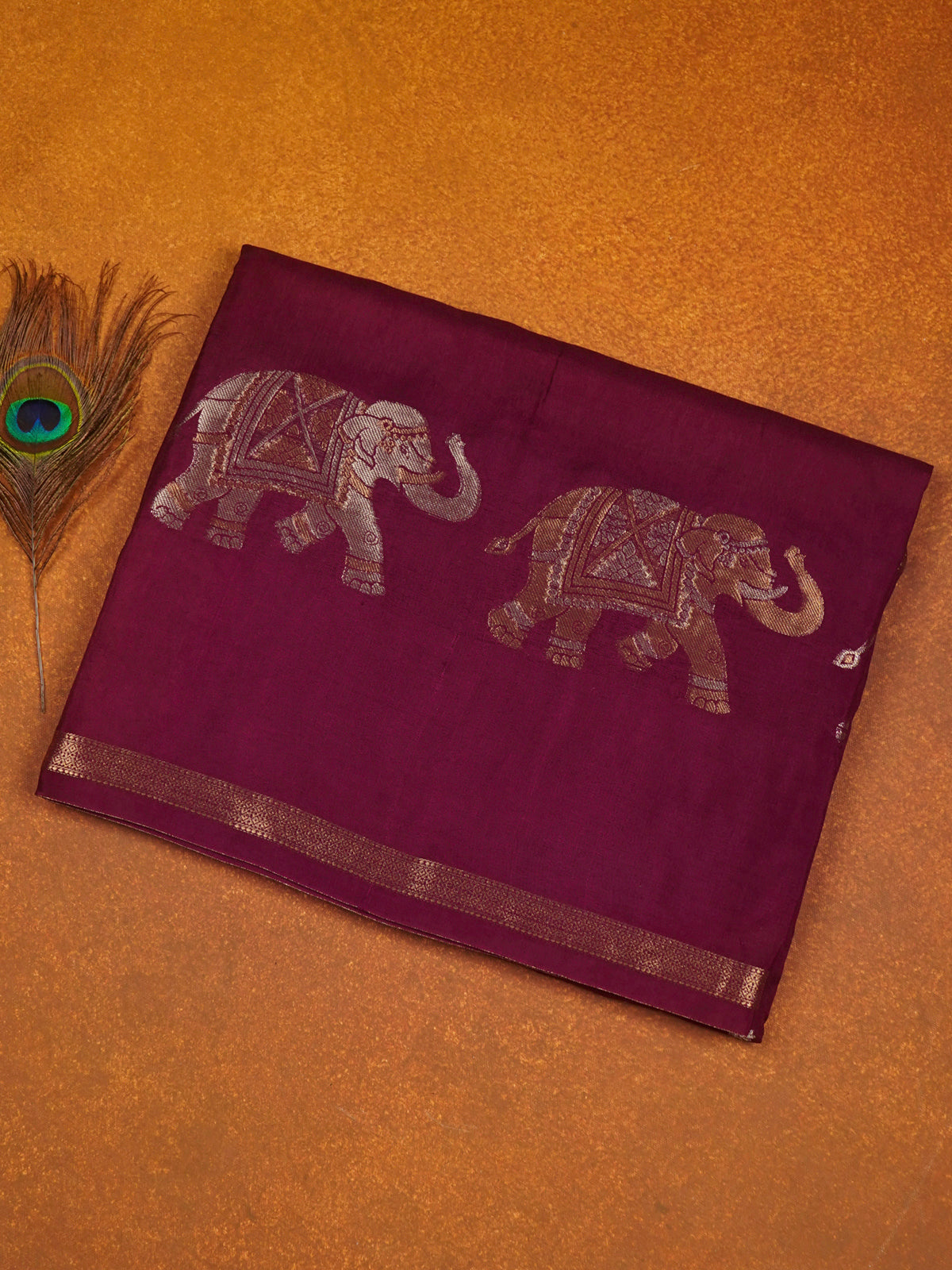 Burgundy Banaras Dola Silk Saree