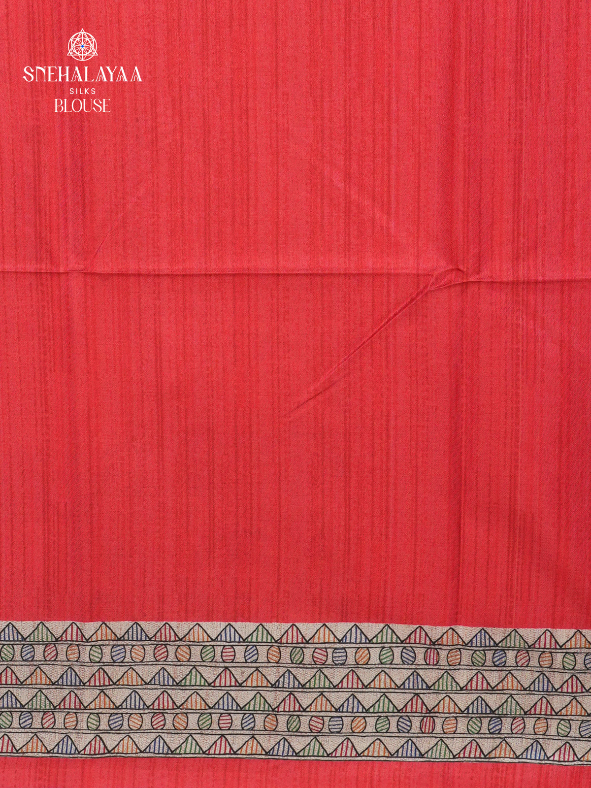 Beige with Red Border Madhubani Saree