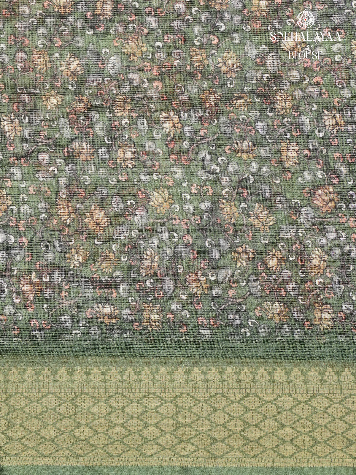 Pastel Green Printed Kota Saree