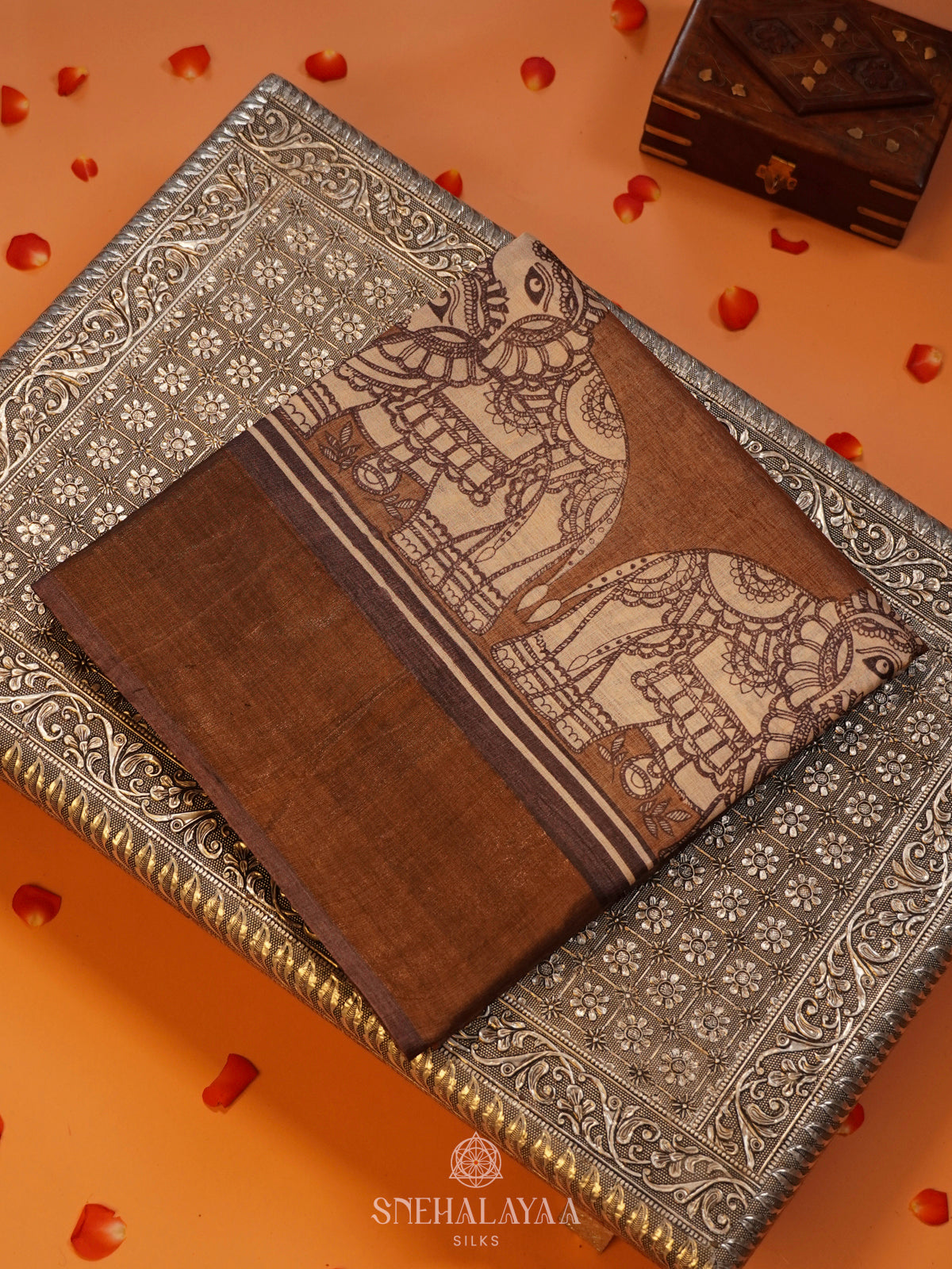 Brown Tussar Saree