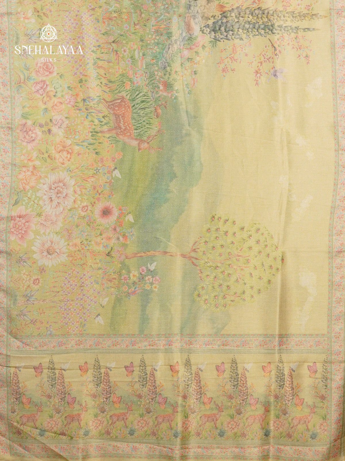 Pale Green Tissue Tussar Saree