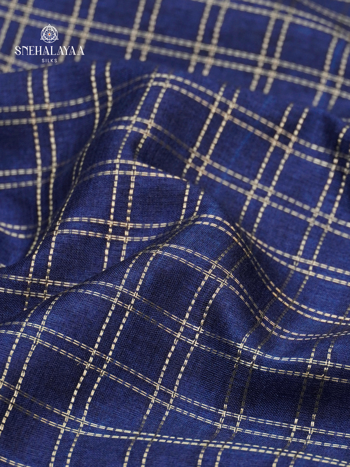 Navy Blue Munga Tussar Embroidery Saree