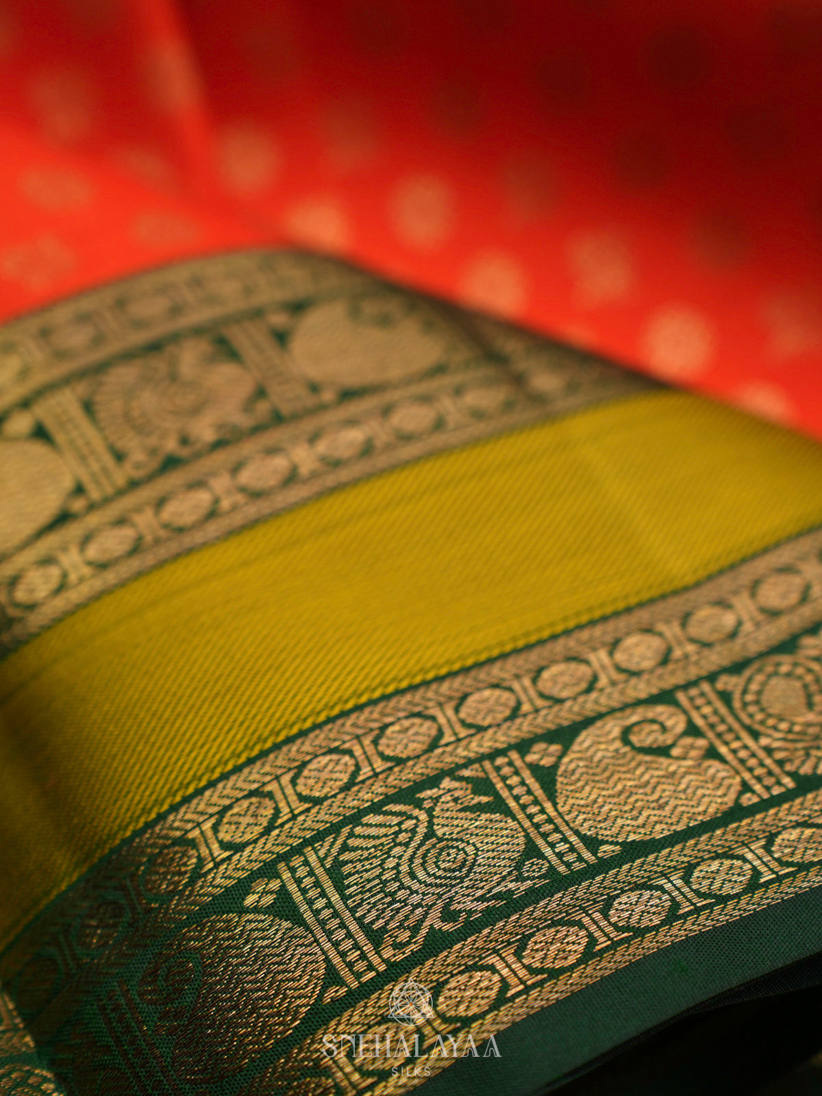 Rust Orange Kanjivaram Silk Saree