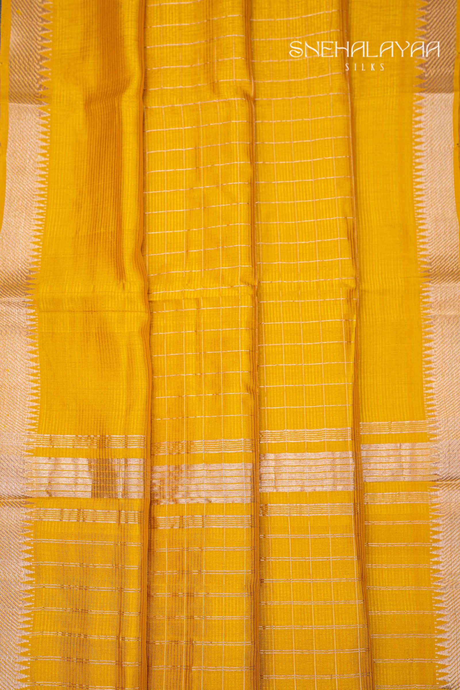 Mango Yellow Mangalgiri Silk Saree