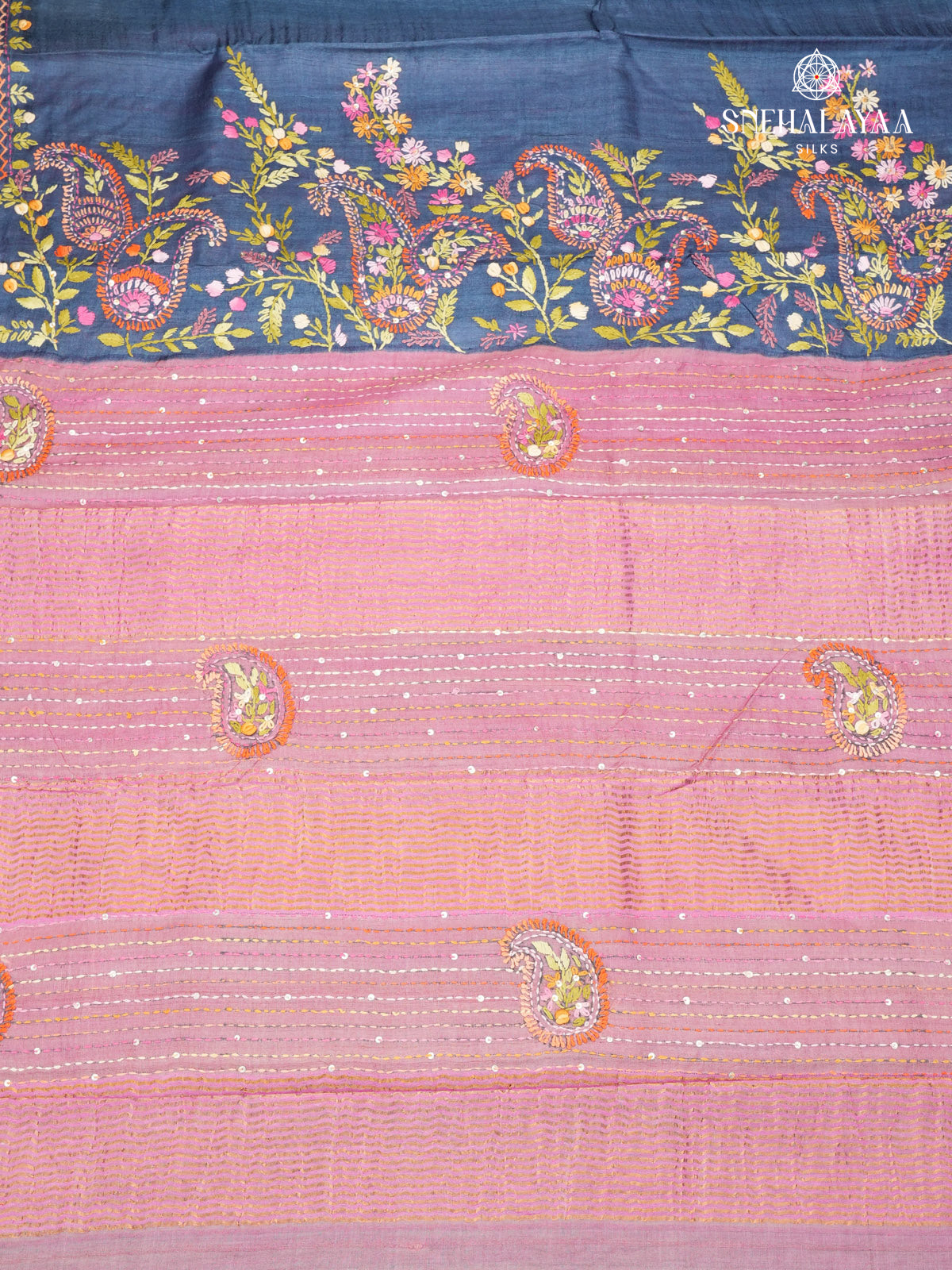 Blue Pure Tussar Silk Saree