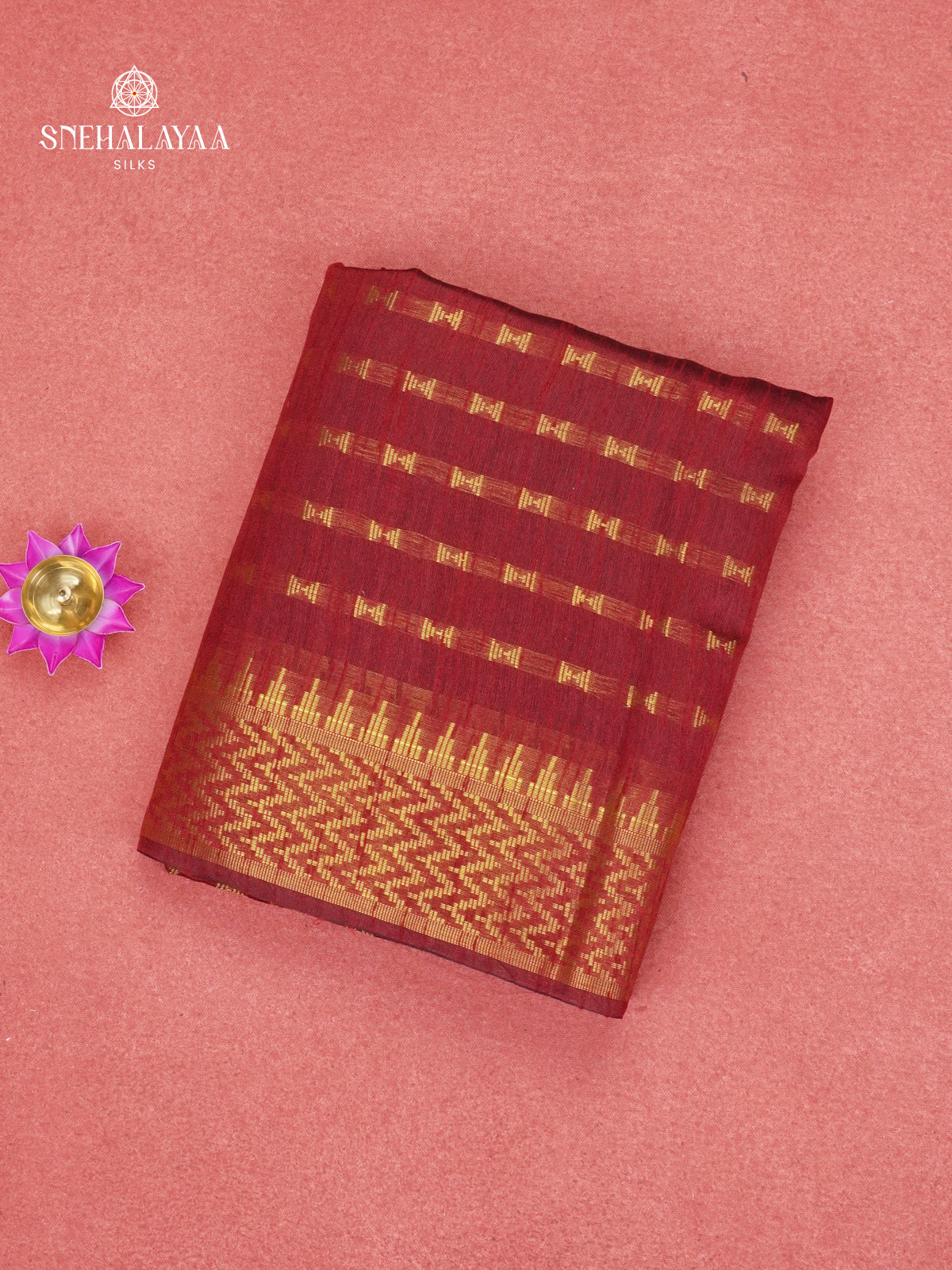 Maroon Bamboo Silk Saree