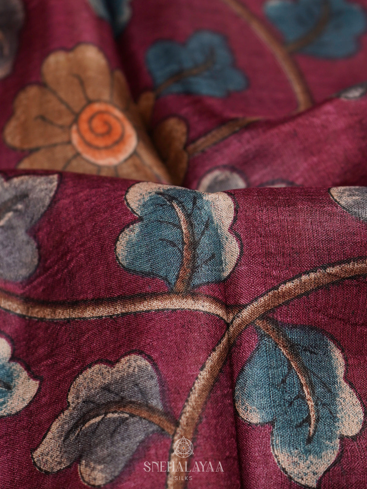 Magenta Tussar Saree