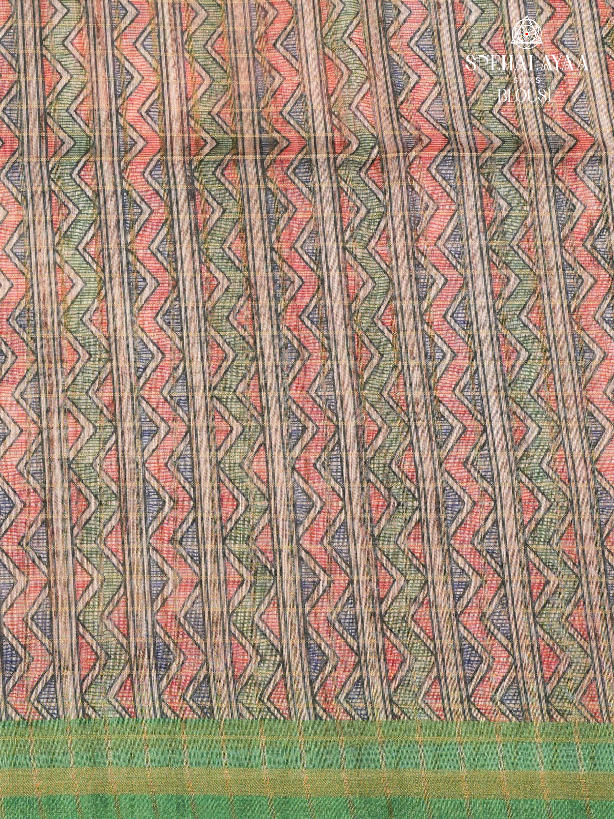 Green Madhubani Printed Saree