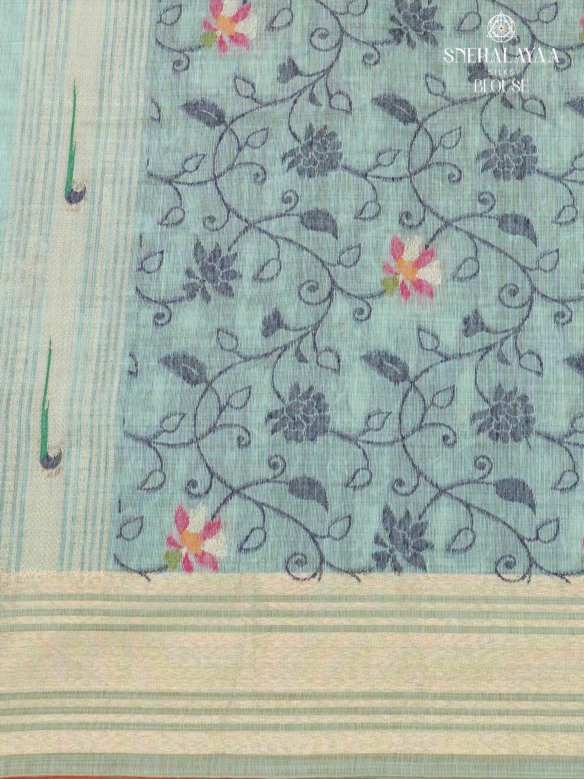 Sky Blue Munga Cotton Saree