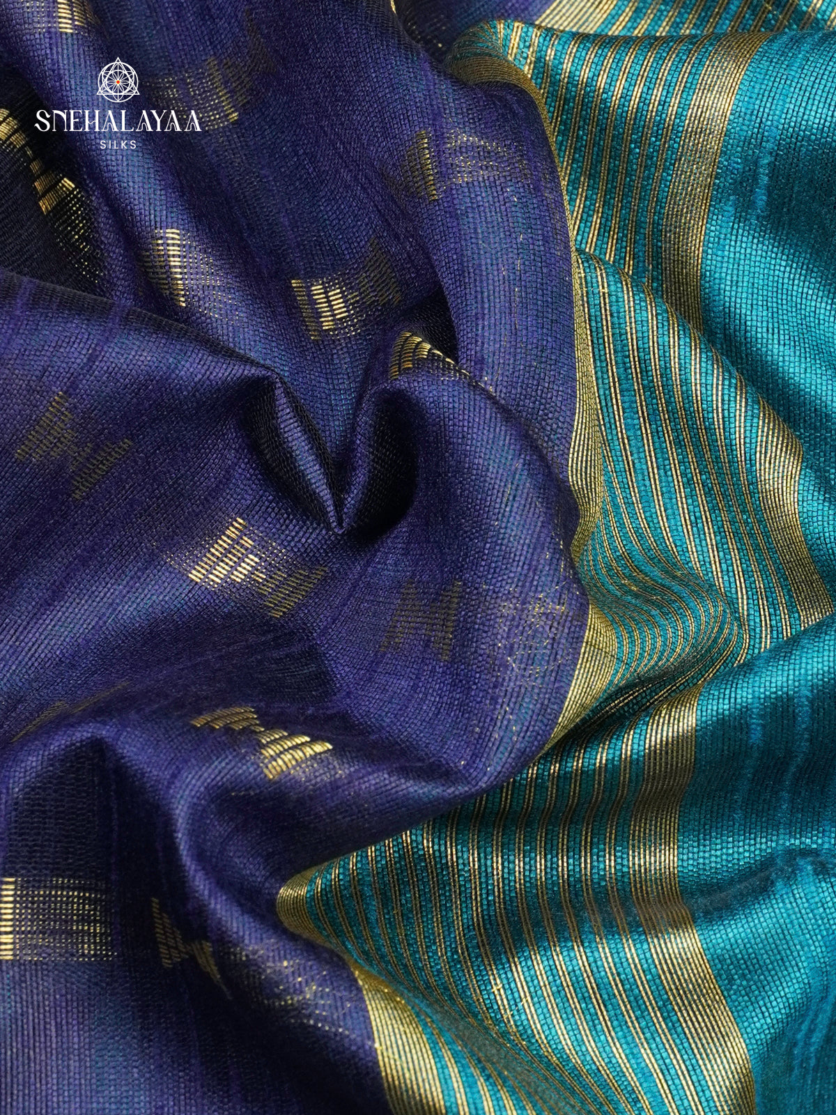 Navy Blue Bamboo Silk Saree