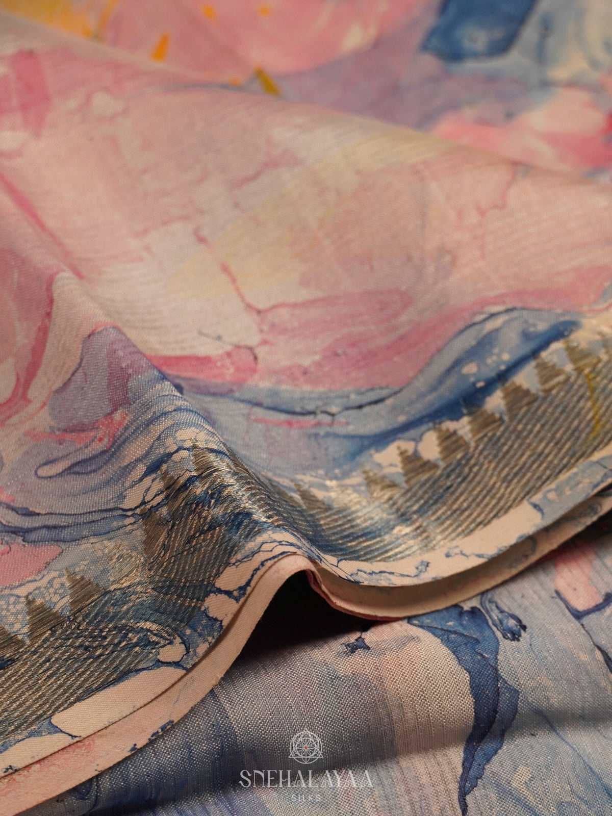 Pale Pink Mangalagiri Printed Saree