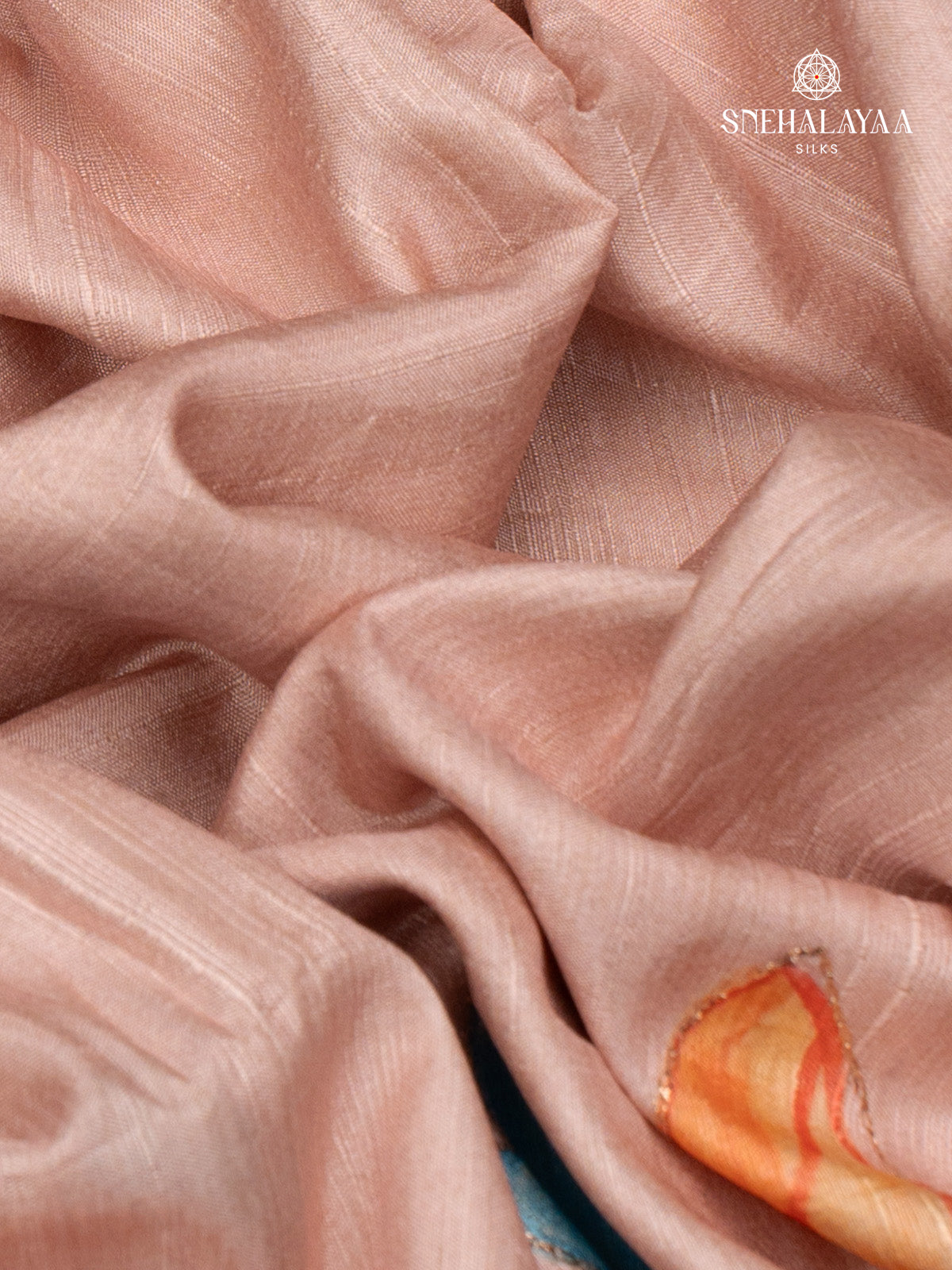 Pink Printed Tussar Saree