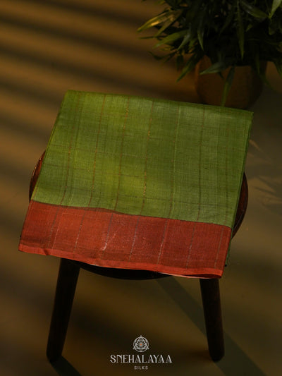 Olive Green Tussar Saree