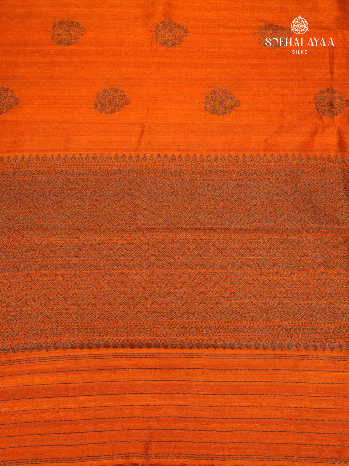 Orange Banaras Raw Silk Saree